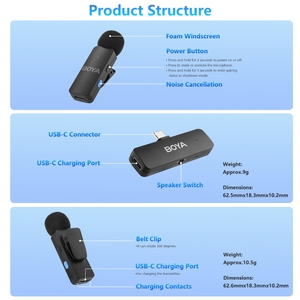 Boya BY-V4U không dây Lavalier <span class=keywords><strong>Microphone</strong></span> với sạc Hộp 4 Mini Mic máy phát cho Iphone <span class=keywords><strong>Android</strong></span> vlog sống - Product Image 4