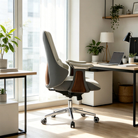 Chaise de bureau exécutive en cuir avec structure métallique, siège pivotant réglable, accoudoirs fixes, design moderne pour la maison et les salles de conférence