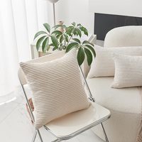 Housses de coussin décoratives en velours côtelé à rayures douces, taie d'oreiller carrée pour chambre à coucher et hôtel, décoration de Noël pour canapé