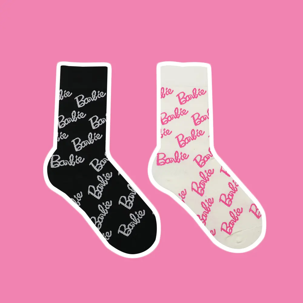 Chaussettes Enfants Mid tube Bonneterie Sangle Lettre ins À La Mode Rétro Pleine Impression Jacquard Blanc Survêtement D'été Rose Mignon