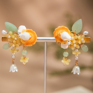 Pinza para el pelo de pelo de conejo para el Festival de Medio Otoño, accesorios tradicionales chinos para niños, pinzas para el pelo con borlas para mujer, elemento Han - Product Image 1