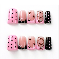 461-465 Faux ongles à presser faits main en forme de bec de canard, 10 pièces, réutilisables, en acrylique, pour enfants, motif carré artificiel