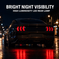 Conjunto de Luces Traseras LED Secuenciales de Gran Venta para Mustang 2015-2023, Lámpara Trasera de Tres Barras en Negro Ahumado, Venta al por Mayor de Repuestos