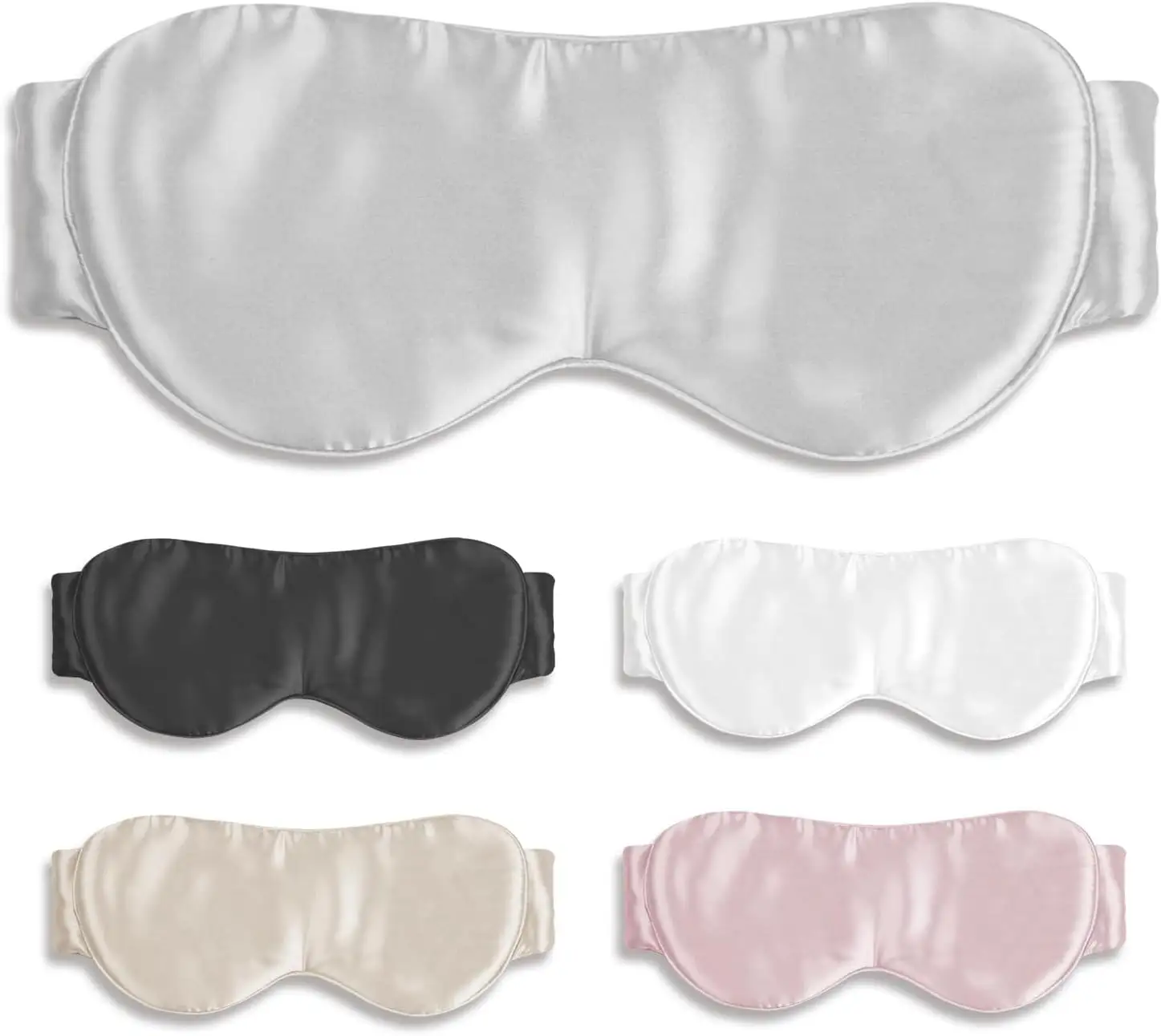 100% Mulberry Silk Blackout Eye Mask for Sleeping Face-Hugging Padded Silk Eye Cover with Adjustable Band