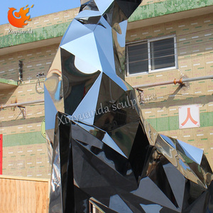 Tùy Chỉnh Lớn Thép Không Gỉ Gương Hình Học Hươu Động Vật Điêu Khắc Ngoài Trời Vườn Cảnh Quan Công Viên Màu Xanh Lá Cây Không Gian Sàn Kim Loại Thủ Công Mỹ Nghệ - Product Image 6