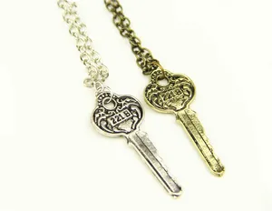 Fashion Sherlock Holmes 221B Baker Street Key Necklace Vintage Antique Charm Pendant For Men Women Movie Jewelry