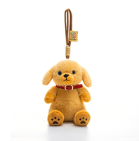 Porte-clés en peluche chien jaune, pendentif de sac à dos, porte-clés animal personnalisé, jouet de poche, petite taille, jouet à main