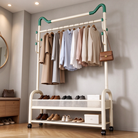 Séchoir à linge robuste à double niveau, amovible et mobile, en acier au carbone, sur pied, pour balcon et salon