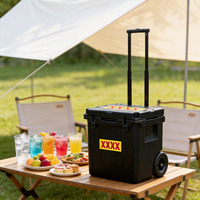 Glacière à roulettes isotherme et étanche LLDPE de grande capacité 45QT, design moderne et personnalisé, pour le transport de vin, aliments et canettes, maintien au frais jusqu'à 10 jours