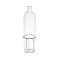 Vase à fleurs en verre borosilicate à col étroit, base côtelée verticale, transparent, pour une seule tige, décoration moderne pour table et maison