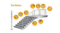 Rampe d'escalier extérieure en acier inoxydable HJ 304 316 pour escaliers, marches, balcons et terrasses