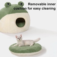Lit pour chien Donut Frog, lit pour chat écologique, lavable à la main, antidérapant, lit tente d'intérieur chaud pour l'hiver, pour petits chiens et chats, en peluche courte et solide