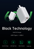 Chargeur USB 65W SAA, chargeur mural double port PD, adaptateur secteur avec prise AU, multi-type C PD 65W, chargeur rapide