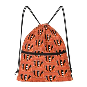 Wholesale Cincinnati Bengals Drawstring Bag Simple Canvas Organizer Portable Collection Canvas Bag NFL Football Team