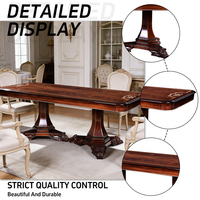 Table à manger longue en bois, style rétro classique, pour la maison, en placage de bois, table de salle à manger de luxe antique, 8 places