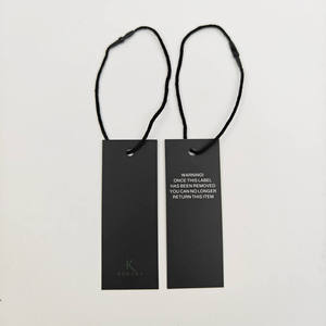 Custom Size Shape Eco-Friendly Black Paper Hang Tags Embossed Finish Silk Screen Printed Logo <b>Swing</b> Tags for Clothing Bags Jeans - Product Image 4