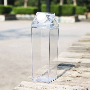 Bouteille d'eau en plastique réutilisable transparente carrée de 500 ml sans BPA avec impression de logo personnalisée de qualité alimentaire - Product Image 6