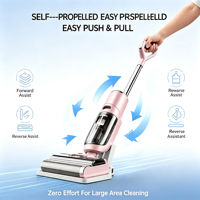Nettoyeur de sols 3 en 1 sans fil, aspirateur eau et poussière, aspiration 1800Pa, auto-propulsé, avec fonction de lavage des sols durs et éclairage LED avec commande vocale