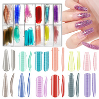 Boîte de rangement pour outils de nail art en résine, 12 types, 144 pièces, moules d'extension d'ongles colorés, capsules d'ongles, ongles portables