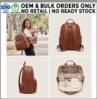 Sac à langer en cuir PU vegan grande capacité, fabrication OEM/ODM en marque blanche, fabricant en gros de sacs à dos pour mamans
