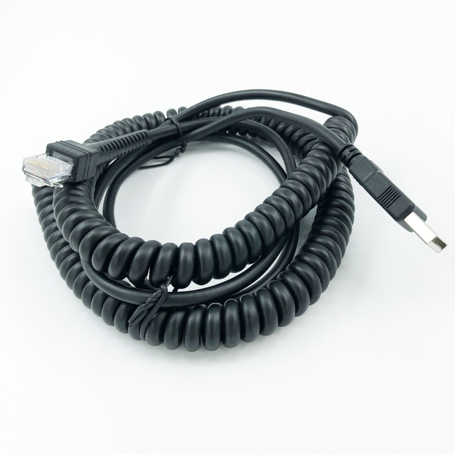 USB port Barcode scanning gun data cable USB A to RJ50 crystal connector Cable harness Black 5 m slingshot cable