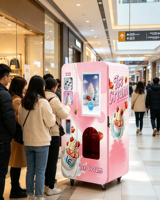Kiosque commercial entièrement automatique pour la vente de crème glacée, avec unité de réfrigération intégrée, coque extérieure personnalisée, crème glacée molle intelligente
