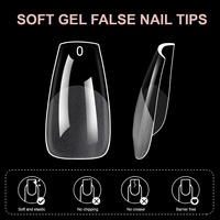 Puntas de uñas acrílicas en forma de ataúd corto profesional, 600 Uds., puntas falsas medio mate, cubierta completa, uñas acrílicas en forma de ataúd de Gel suave