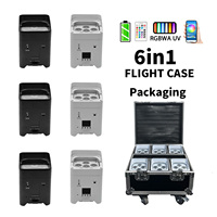 Lot de 6 projecteurs LED sans fil DMX 6x18W RGBWA UV sur batterie avec flight case pour scène