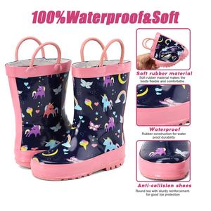 <span class=keywords><strong>Bottes</strong></span> de pluie en caoutchouc imprimées <span class=keywords><strong>licorne</strong></span> imperméables personnalisées pour filles pour les saisons d'été, d'hiver et d'automne - Product Image 5