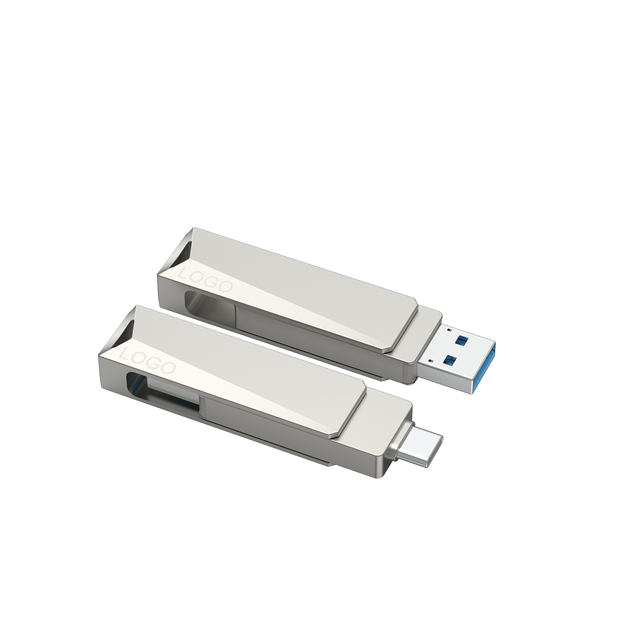 Custom Logo USB-C OTG Flash Drive USB 3.0 Dual Interface Metal Rotating Pen Drive for Smartphone Laptop Wholesale