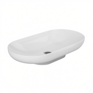 Lavabo ovalado de 70 cm de largo, de cerámica blanca, para instalación en pared. - Product Image 3