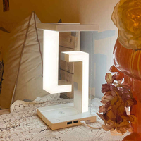 Luz de escritorio de lectura de carga inalámbrica, lámpara de mesa flotante de levitación magnética por gravedad para dormitorio, estudio, decoración de oficina