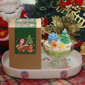 Factory Customize Christmas Scented <b>Candle</b> <b>Gift</b> <b>Set</b> -Ice Cream Cup Design with Gingerbread Man Soy Wax Aromatherapy - Product Image 4