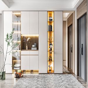 Mueble Zapatero Moderno Minimalista Blanco con Panel de Aluminio Tipo Panal, <span class=keywords><strong>Armario</strong></span> de <span class=keywords><strong>Entrada</strong></span>, Mueble de Hogar Elegante - Product Image 2