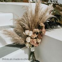 Rangkaian Bunga Eucalyptus & Rumput Pampas Gaya Boho, Dekorasi Natal Ramah Lingkungan, Gaya Interior Nordik, Kapas Lavender, Grosir