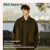 Blouson aviateur vintage en daim, coupe ample, texture rétro douce, en cuir suédé, pour homme