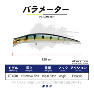 Esca Artificiale D1 120mm/15g, Popper Rigido Galleggiante, Minnow per Pesca a Traina in Fiume, Lago e Torrente - Product Image 2