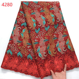 4280 sénégalais coton Voile dentelle <span class=keywords><strong>tissus</strong></span> avec strass en gros africain suisse Voile dentelle tissu pour mariage coudre femmes robe - Product Image 5