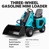 Mini-chargeuse compacte multifonctionnelle à moteur essence, design compact, avec godet de terrassement standard pour usage agricole et équestre