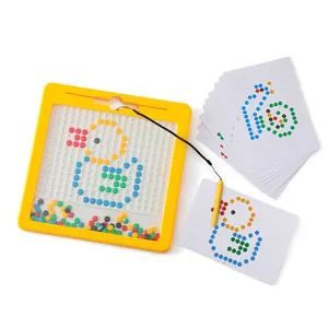 Planche à dessin magnétique pour enfants avec perles colorées et stylet de dessin, jouet éducatif