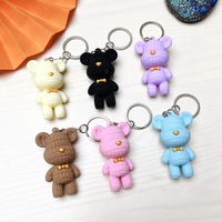Porte-clés Ours en Bande Dessinée 3D Adorable en Gel PVC Souple, Créatif, avec Logo Personnalisé, Accessoire Cadeau pour Couple, Grande Vente