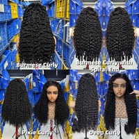 Perruque en dentelle HD Water Wave 200 densité, cheveux humains bouclés, pré-épilée, pré-décolorée, sans colle, avec cordon de serrage