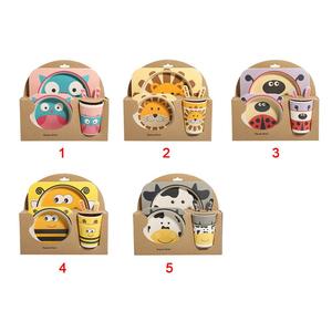 Zoológico de animales bebé placa arco Copa horquillas niños de fibra de bambú de juegos de vajilla - Product Image 3