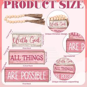 Set di 4 Insegne Decorative in Legno Stile Rustico con Perline e Livelli, Regalo Decorativo - Product Image 3