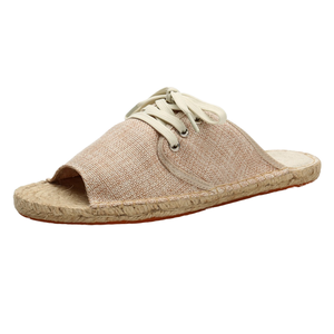 Cross-Border Flat-Soled Open-Toe Hand-Sewn Straw Light Weight <b>Soft</b> Breathable Sweat-Absorbent Rubber Sole Autumn Cloth Slippers - Product Image 1