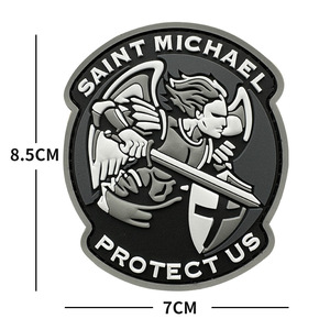 En stock, patch tactique en PVC souple, époxy, avec ruban adhésif magique, rond, fabriqué en Chine, Saint-Michel Protège-nous - Product Image 3