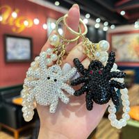 Porte-clés Araignée en Argile, Entièrement Orné de Strass et de Perles, Fait Main, DIY, Halloween, Exquis, Breloque Pendentif