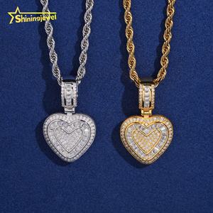 Pendentif en argent 925 avec diamant moissanite glacé en forme de cœur, style hip-hop, livraison rapide, stock local - Product Image 3