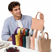 Sac fourre-tout en toile de coton écologique réutilisable avec logo personnalisé, couleur unie, poignées longues, taille moyenne, idéal pour les cadeaux