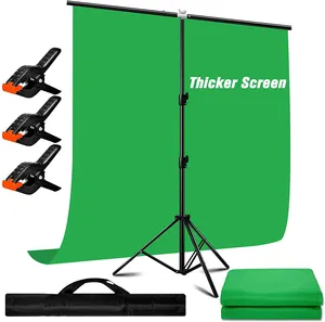 Hot Sale T-shape Photography Background Stand Seamless Green Screen Backdrop Support Stand Kit With Crossbar 4 Spring Clamps